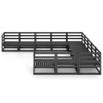 vidaXL Set mobilier de grădină, 11 piese, lemn masiv de pin vidaXL Set mobilier de grădină, 11 piese, lemn masiv de pin