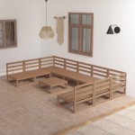 vidaXL Set mobilier de grădină, 10 piese, lemn masiv pin vidaXL Set mobilier de grădină, 10 piese, lemn masiv pin