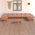 vidaXL Set mobilier de grădină, 11 piese, lemn masiv de pin vidaXL Set mobilier de grădină, 11 piese, lemn masiv de pin