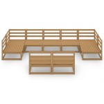 vidaXL Set mobilier de grădină, 9 piese, lemn masiv de pin