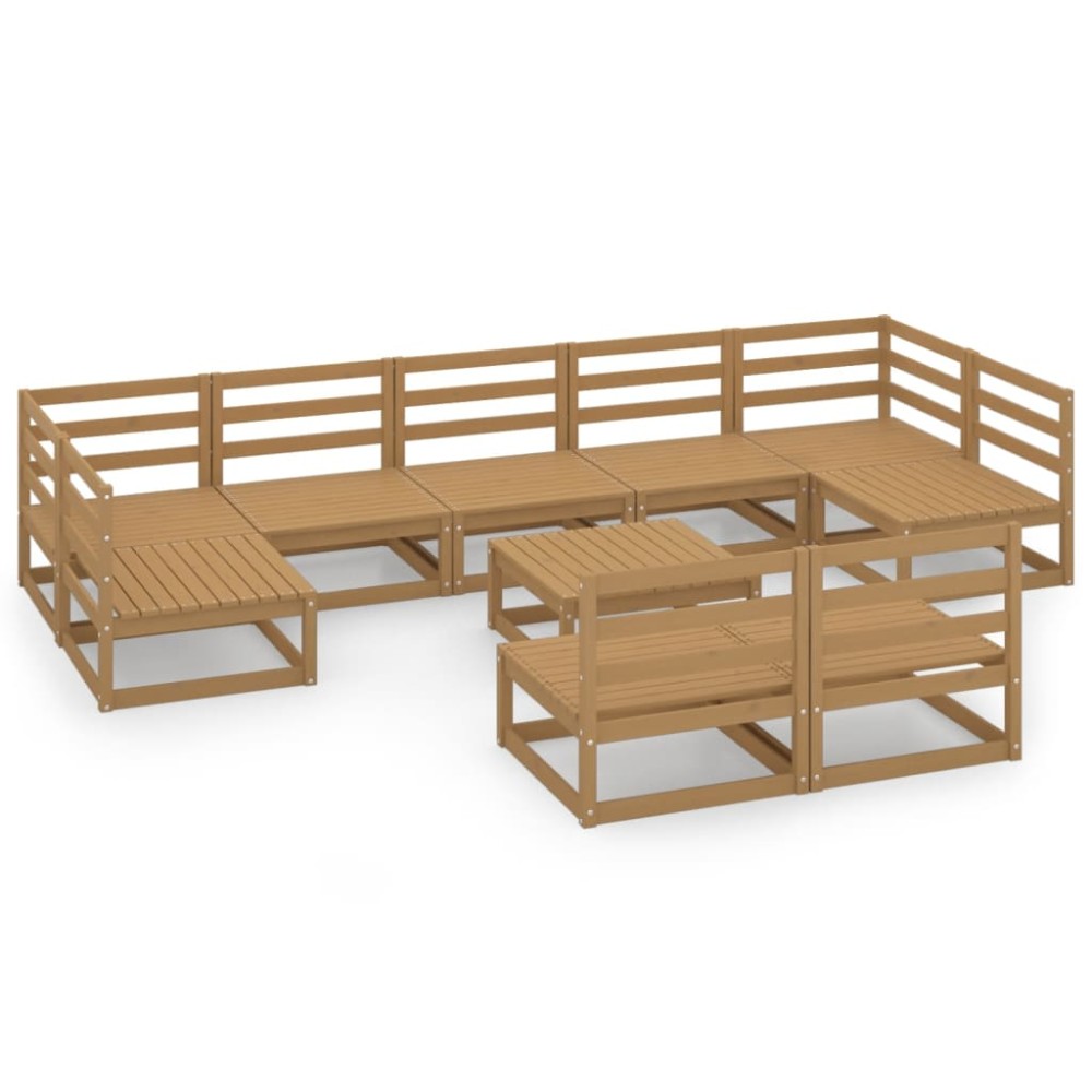 vidaXL Set mobilier de grădină, 10 piese, lemn masiv pin