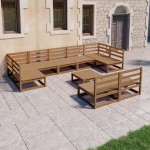 vidaXL Set mobilier de grădină, 10 piese, lemn masiv pin vidaXL Set mobilier de grădină, 10 piese, lemn masiv pin