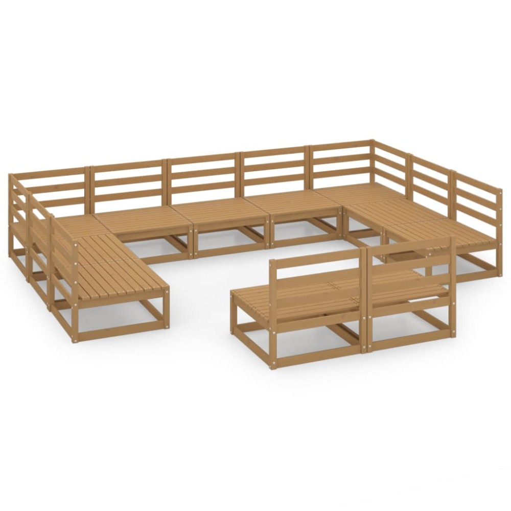 vidaXL Set mobilier de grădină, 11 piese, lemn masiv de pin