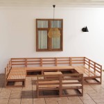 vidaXL Set mobilier de grădină, 12 piese, lemn masiv de pin vidaXL Set mobilier de grădină, 12 piese, lemn masiv de pin