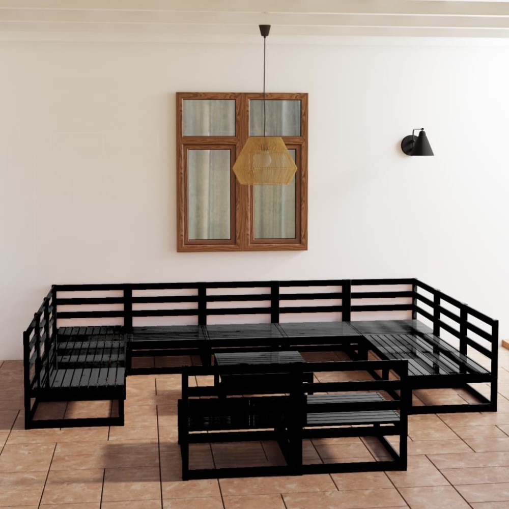 vidaXL Set mobilier de grădină, 12 piese, lemn masiv de pin