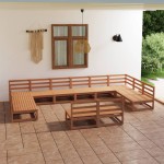 vidaXL Set mobilier de grădină, 12 piese, lemn masiv de pin vidaXL Set mobilier de grădină, 12 piese, lemn masiv de pin