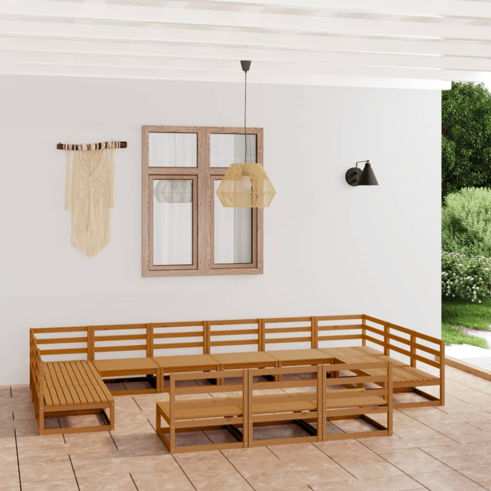 vidaXL Set mobilier de grădină, 13 piese, lemn masiv de pin