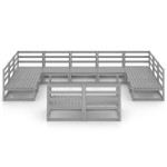 vidaXL Set mobilier de grădină, 11 piese, gri, lemn masiv de pin vidaXL Set mobilier de grădină, 11 piese, gri, lemn masiv de pin