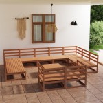 vidaXL Set mobilier de grădină, 12 piese, lemn masiv de pin vidaXL Set mobilier de grădină, 12 piese, lemn masiv de pin