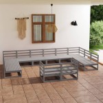 vidaXL Set mobilier de grădină, 12 piese, lemn masiv de pin vidaXL Set mobilier de grădină, 12 piese, lemn masiv de pin