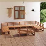 vidaXL Set mobilier de grădină, 12 piese, lemn masiv de pin vidaXL Set mobilier de grădină, 12 piese, lemn masiv de pin