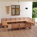 vidaXL Set mobilier de grădină, 13 piese, lemn masiv de pin vidaXL Set mobilier de grădină, 13 piese, lemn masiv de pin