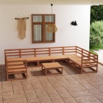 vidaXL Set mobilier de grădină, 10 piese, lemn masiv de pin vidaXL Set mobilier de grădină, 10 piese, lemn masiv de pin