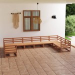 vidaXL Set mobilier de grădină, 10 piese, lemn masiv de pin vidaXL Set mobilier de grădină, 10 piese, lemn masiv de pin