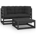 vidaXL Set mobilier grădină cu perne, 3 piese, lemn masiv pin