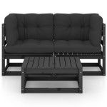 vidaXL Set mobilier grădină cu perne, 3 piese, lemn masiv pin