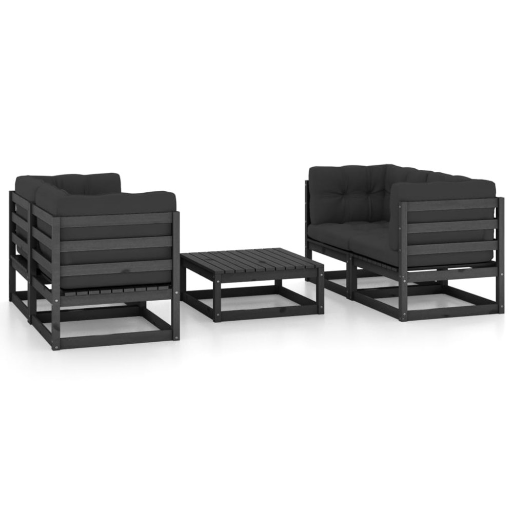 vidaXL Set mobilier grădină cu perne, 5 piese, lemn masiv pin