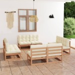 vidaXL Set mobilier de grădină cu perne, 8 piese, lemn masiv de pin vidaXL Set mobilier de grădină cu perne, 8 piese, lemn masiv de pin