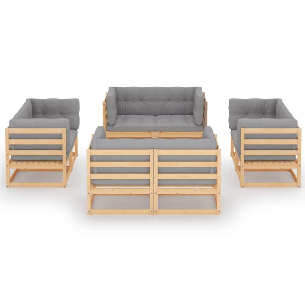 vidaXL Set mobilier de grădină cu perne, 8 piese, lemn masiv de pin