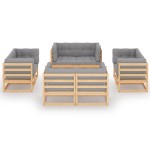 vidaXL Set mobilier de grădină cu perne, 8 piese, lemn masiv de pin vidaXL Set mobilier de grădină cu perne, 8 piese, lemn masiv de pin