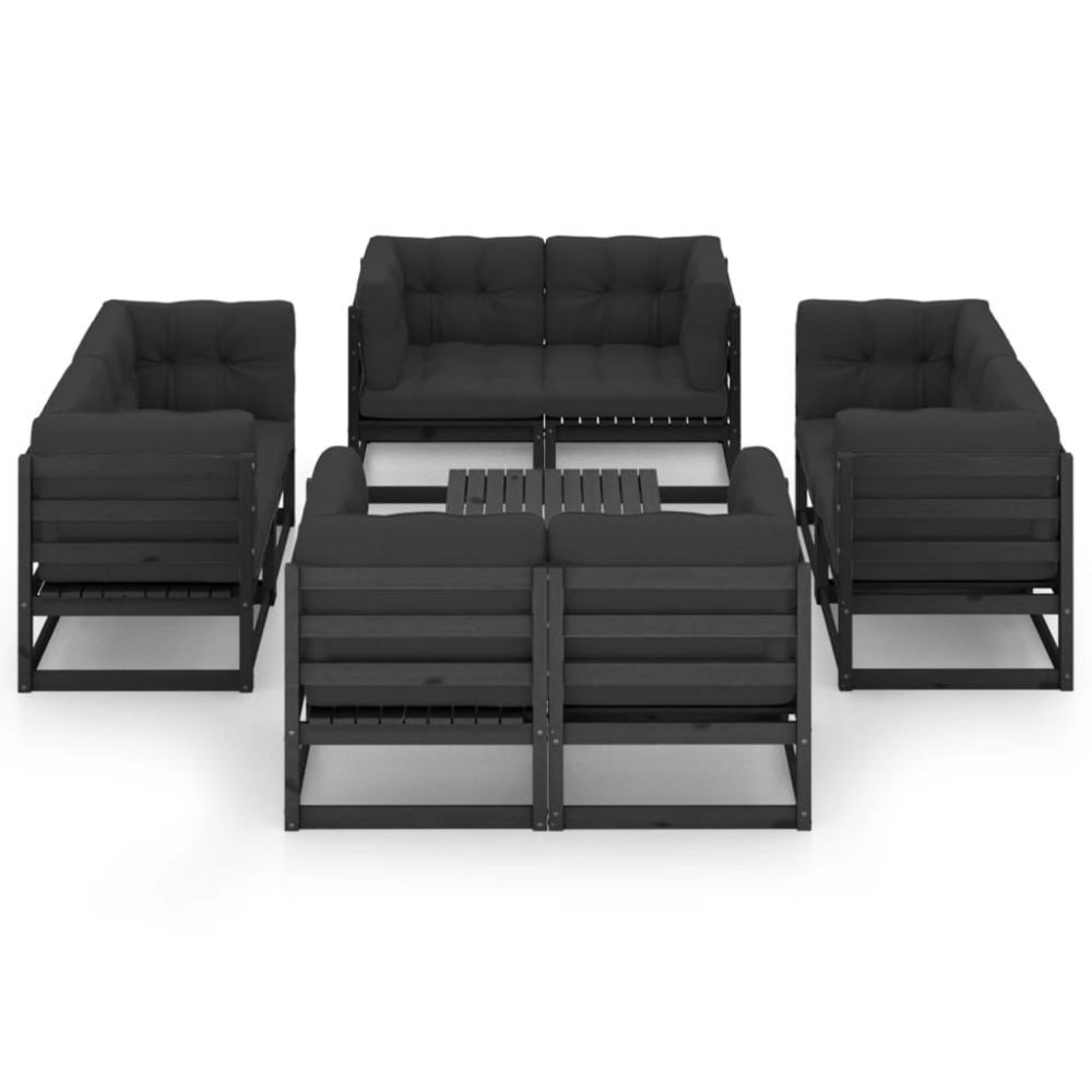 vidaXL Set mobilier grădină cu perne, 9 piese, lemn masiv pin