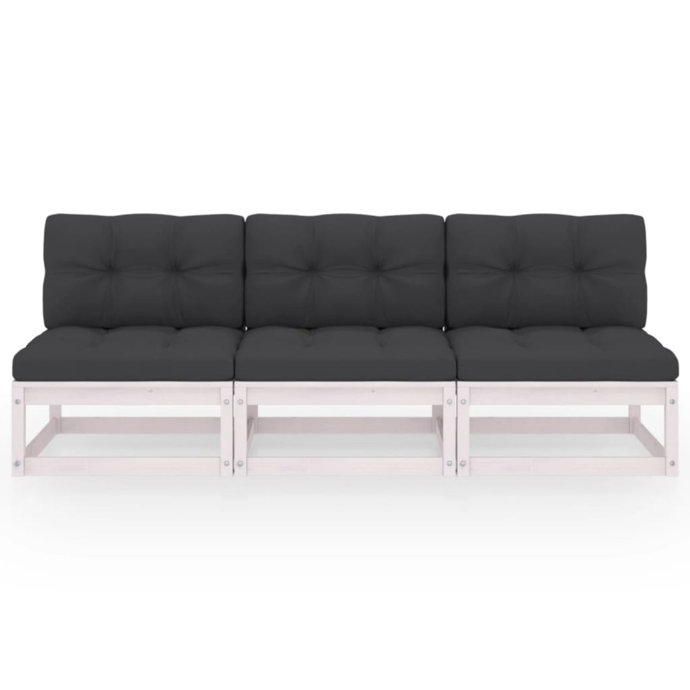 vidaXL Canapea de grădină cu 3 locuri, cu perne, lemn masiv de pin