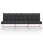 vidaXL Canapea de grădină cu 3 locuri, cu perne, lemn masiv de pin