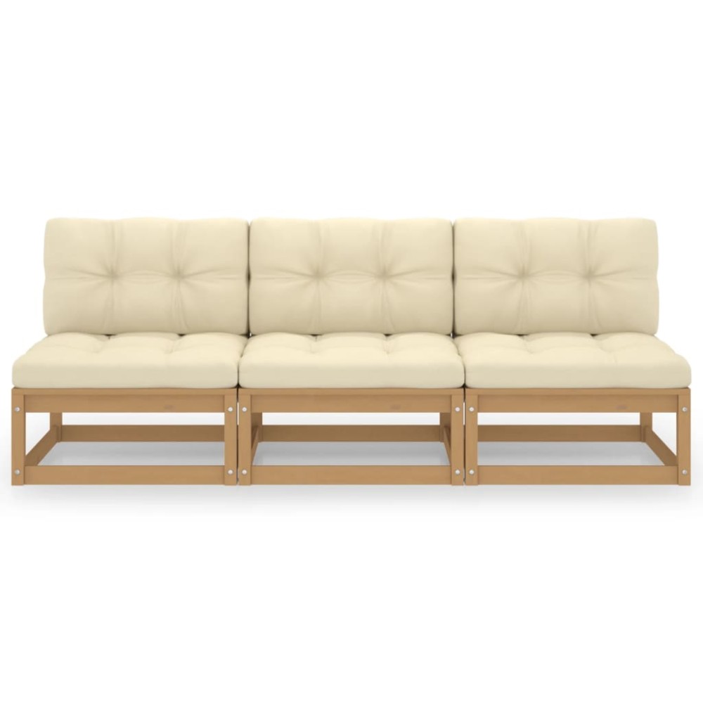 vidaXL Canapea de grădină cu 3 locuri, cu perne, lemn masiv de pin