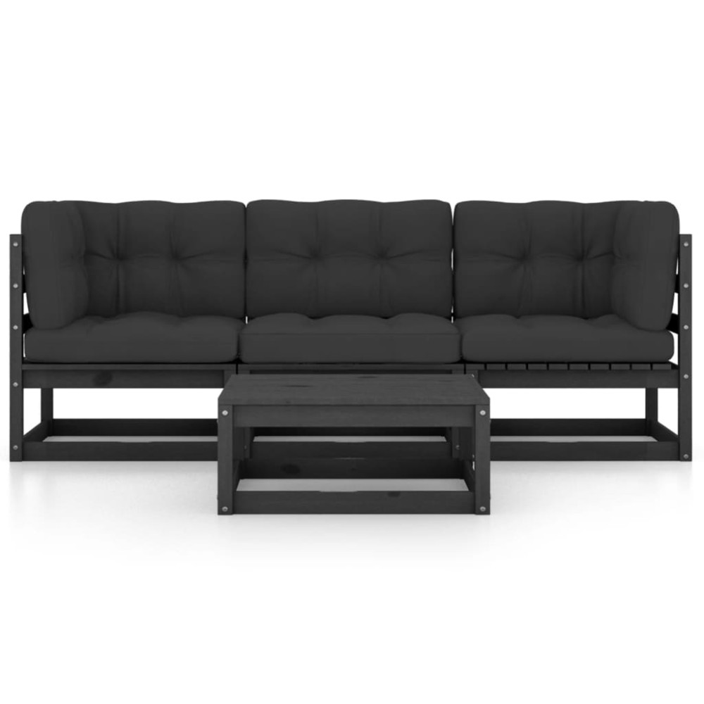 vidaXL Set mobilier grădină cu perne, 4 piese, lemn masiv pin