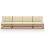 vidaXL Canapea de grădină cu 4 locuri, cu perne, lemn masiv pin