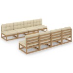 vidaXL Set mobilier de grădină cu perne, 9 piese, lemn masiv de pin