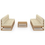 vidaXL Set mobilier de grădină cu perne, 9 piese, lemn masiv de pin