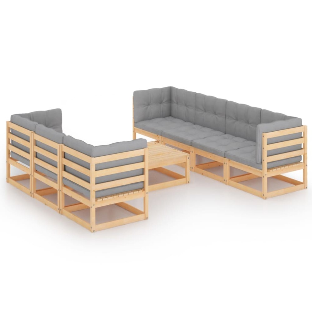 vidaXL Set mobilier de grădină cu perne, 8 piese, lemn masiv de pin