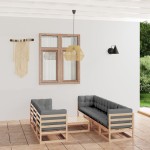 vidaXL Set mobilier de grădină cu perne, 8 piese, lemn masiv de pin vidaXL Set mobilier de grădină cu perne, 8 piese, lemn masiv de pin