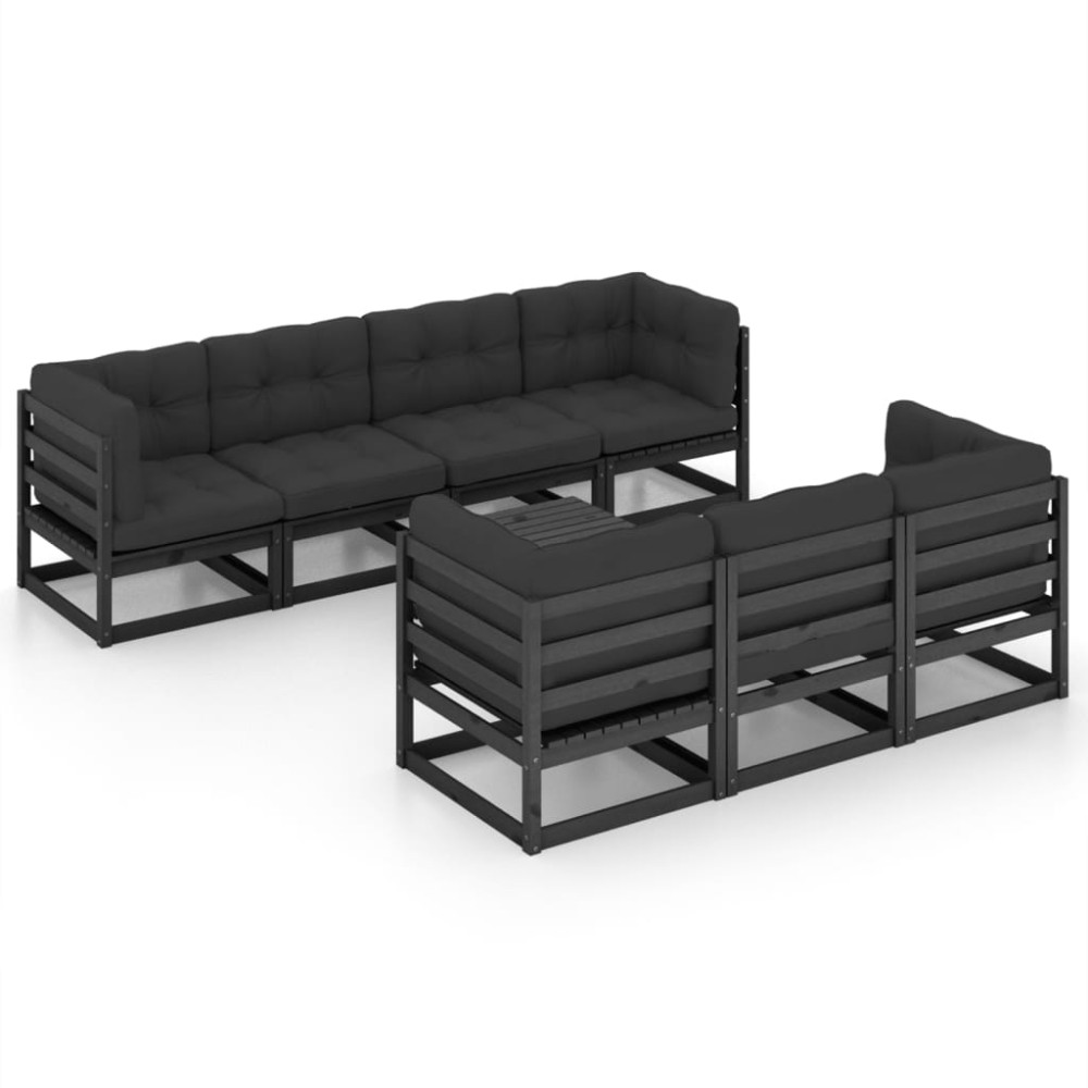 vidaXL Set mobilier grădină cu perne, 8 piese, lemn masiv pin