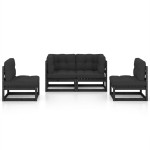 vidaXL Set mobilier grădină cu perne, 4 piese, lemn masiv pin