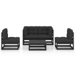 vidaXL Set mobilier grădină cu perne, 5 piese, lemn masiv pin