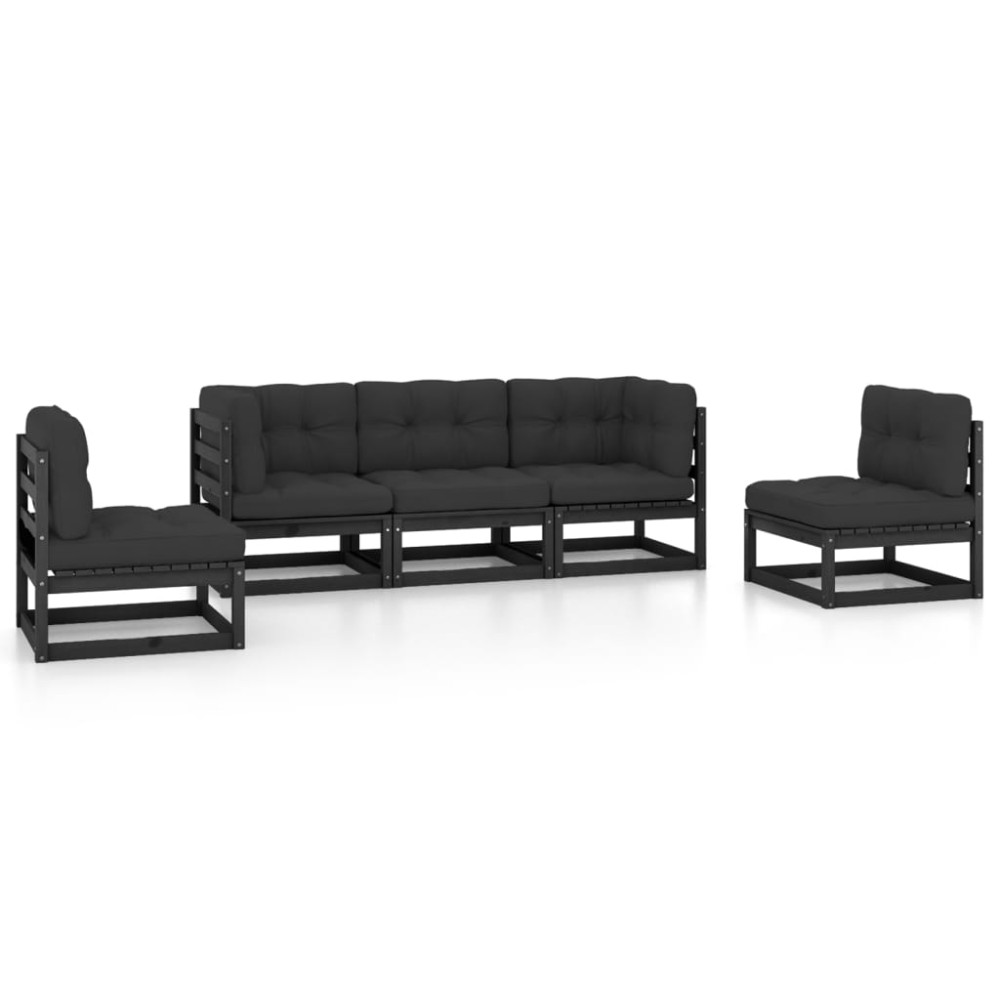 vidaXL Set mobilier grădină cu perne, 5 piese, lemn masiv pin