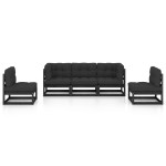 vidaXL Set mobilier grădină cu perne, 5 piese, lemn masiv pin
