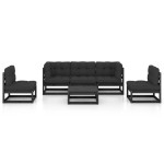 vidaXL Set mobilier grădină cu perne, 6 piese, lemn masiv pin