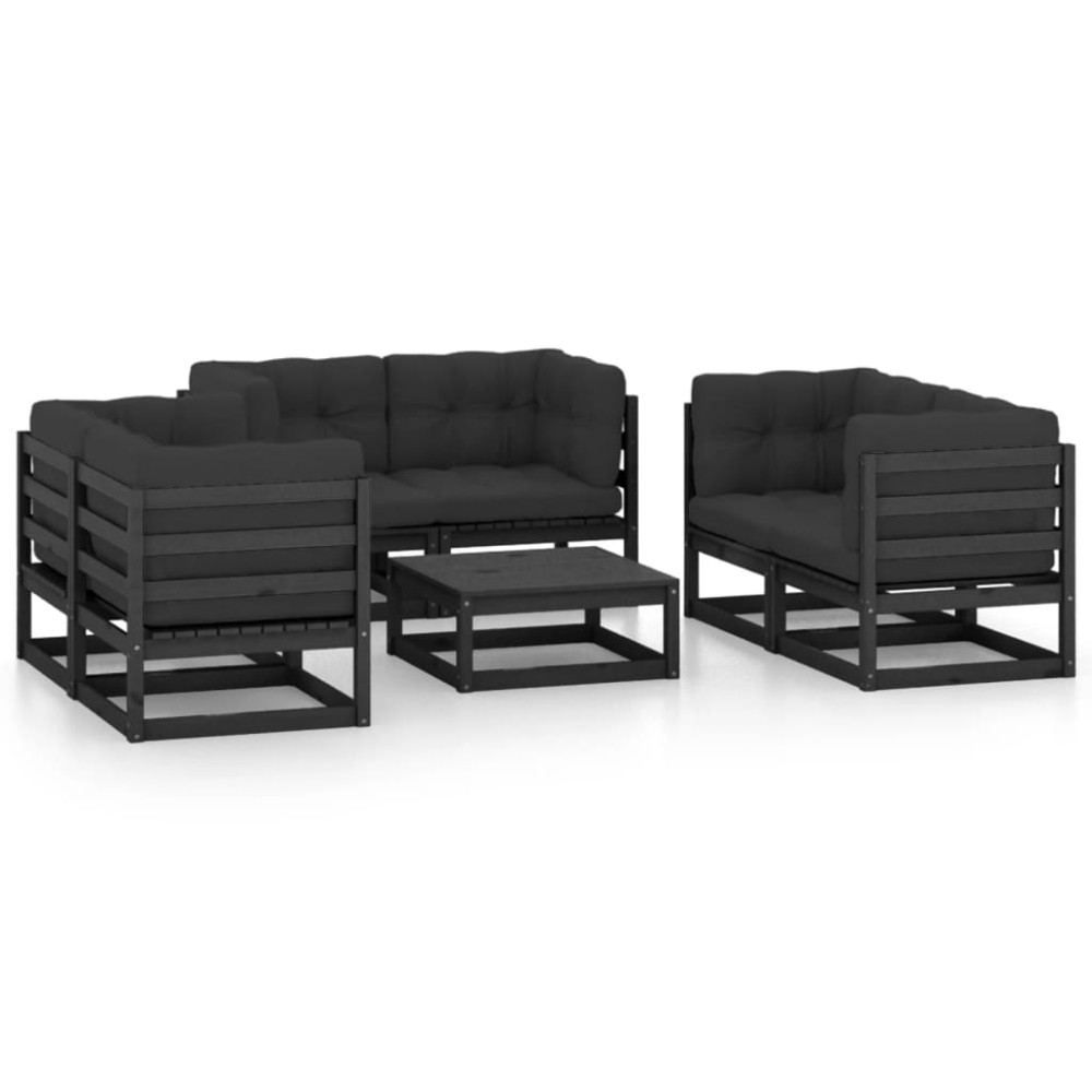 vidaXL Set mobilier grădină cu perne, 7 piese, lemn masiv pin