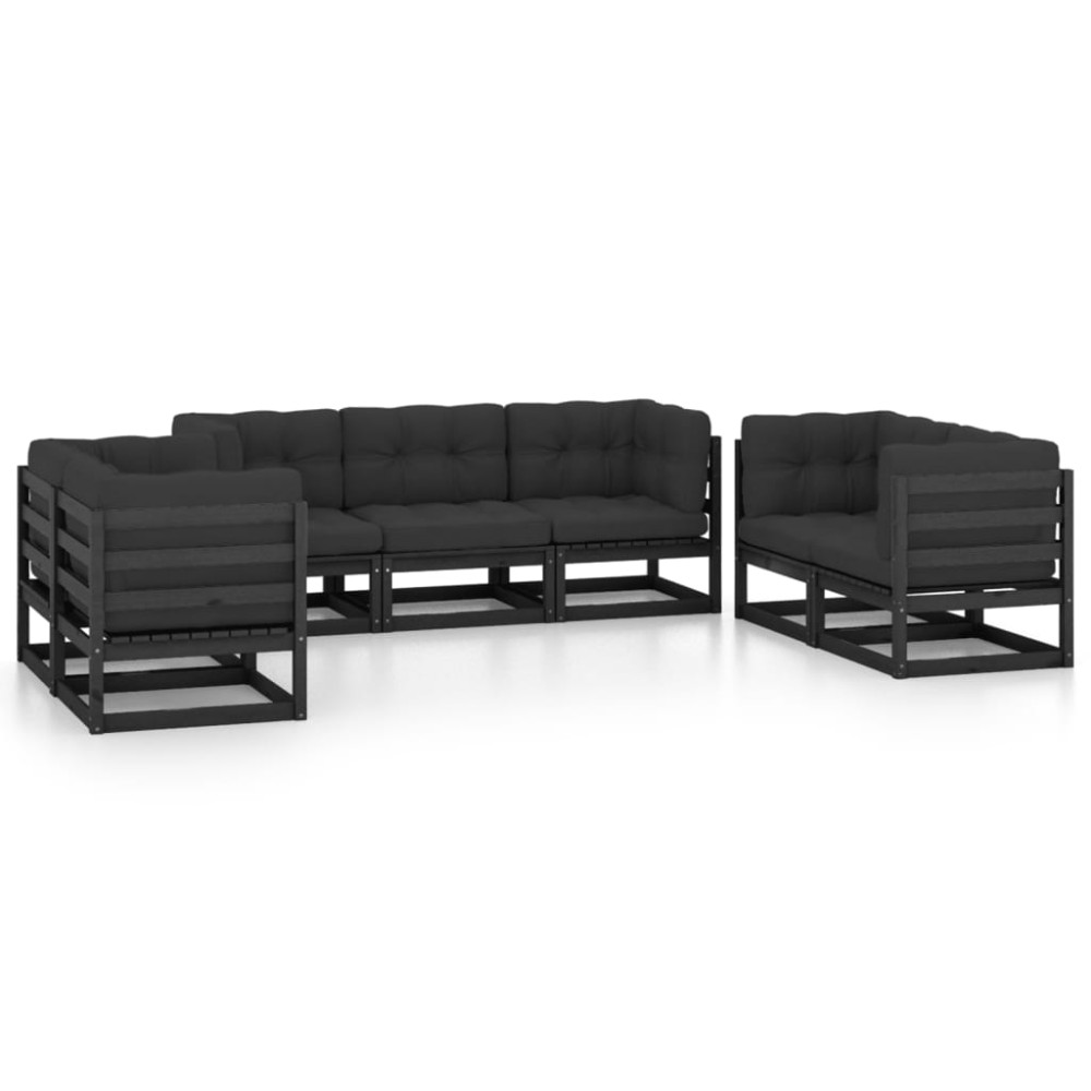 vidaXL Set mobilier grădină cu perne, 7 piese, lemn masiv pin