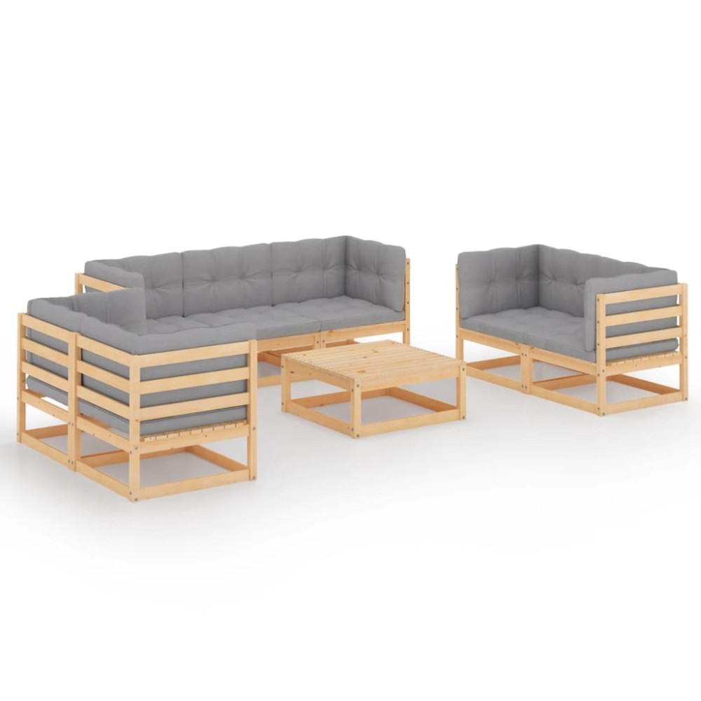 vidaXL Set mobilier de grădină cu perne, 8 piese, lemn masiv de pin