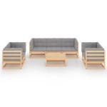 vidaXL Set mobilier de grădină cu perne, 8 piese, lemn masiv de pin vidaXL Set mobilier de grădină cu perne, 8 piese, lemn masiv de pin