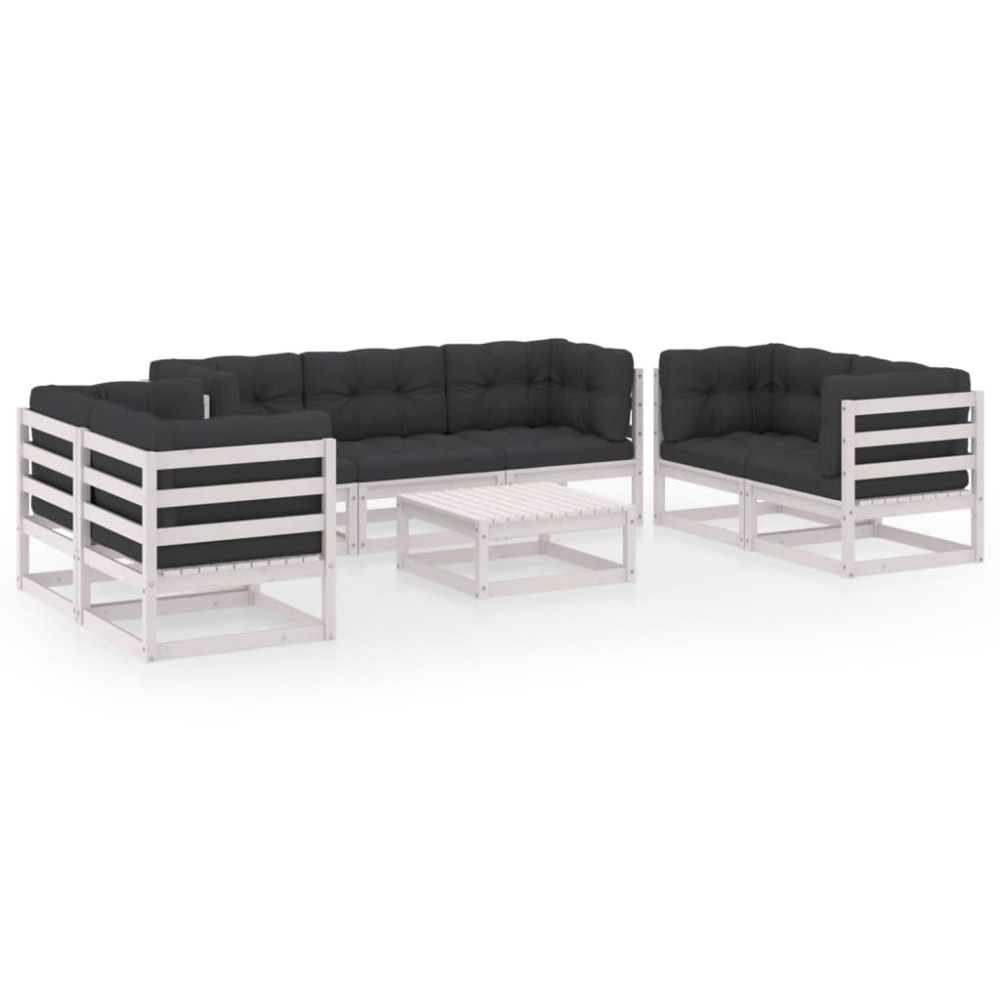 vidaXL Set mobilier de grădină cu perne, 8 piese, lemn masiv de pin