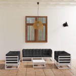 vidaXL Set mobilier de grădină cu perne, 8 piese, lemn masiv de pin vidaXL Set mobilier de grădină cu perne, 8 piese, lemn masiv de pin