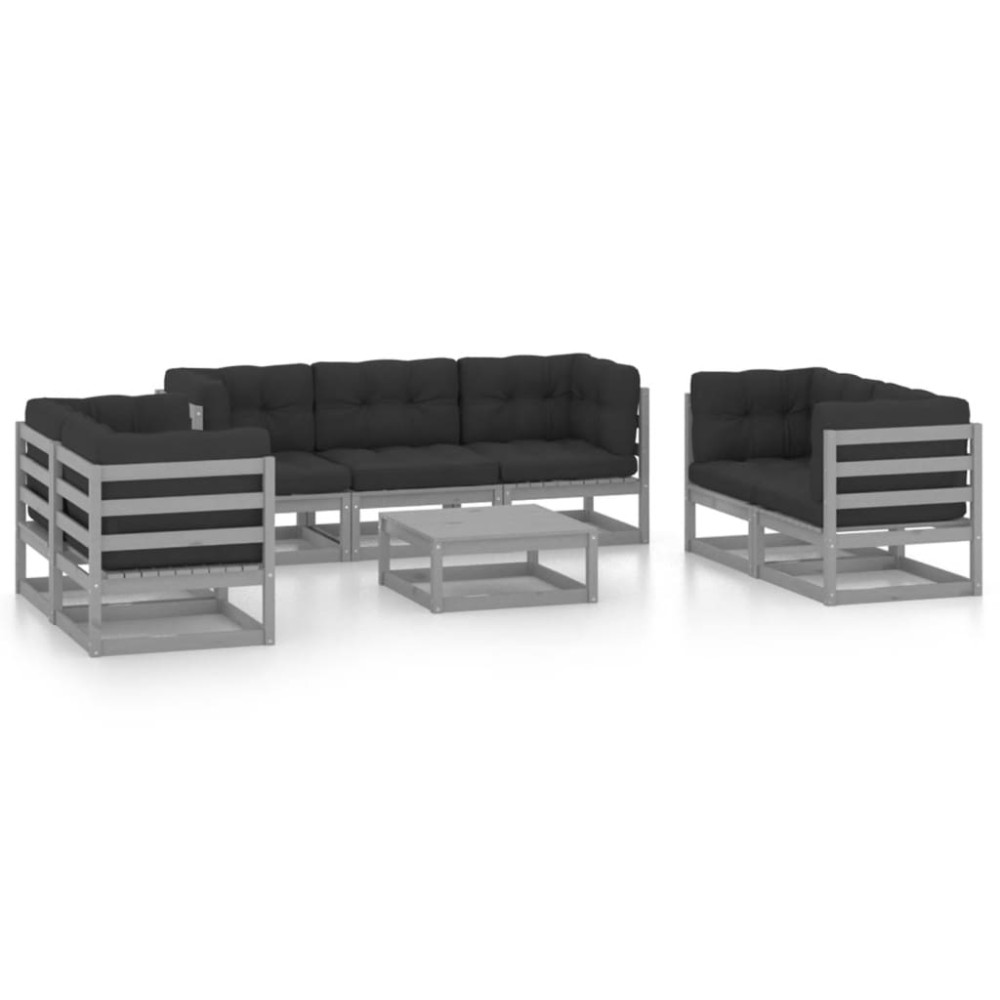 vidaXL Set mobilier de grădină cu perne, 8 piese, lemn masiv de pin