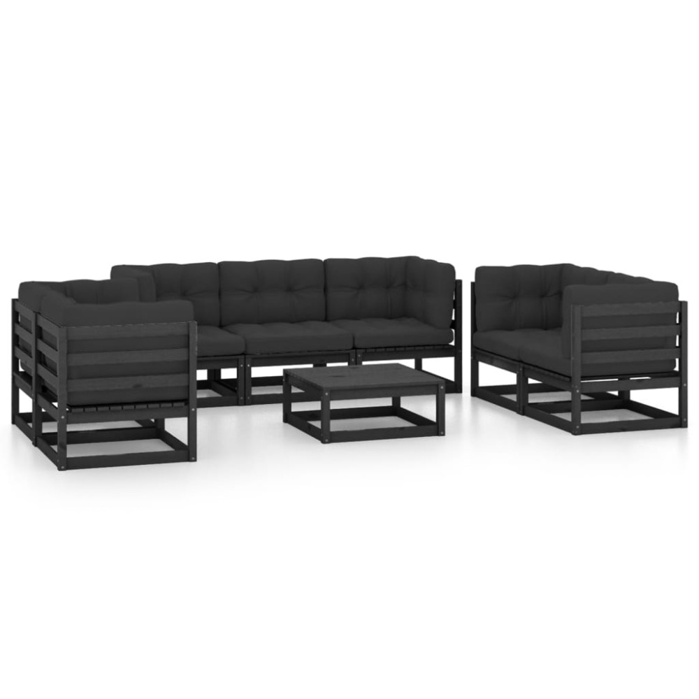 vidaXL Set mobilier grădină cu perne, 8 piese, lemn masiv pin
