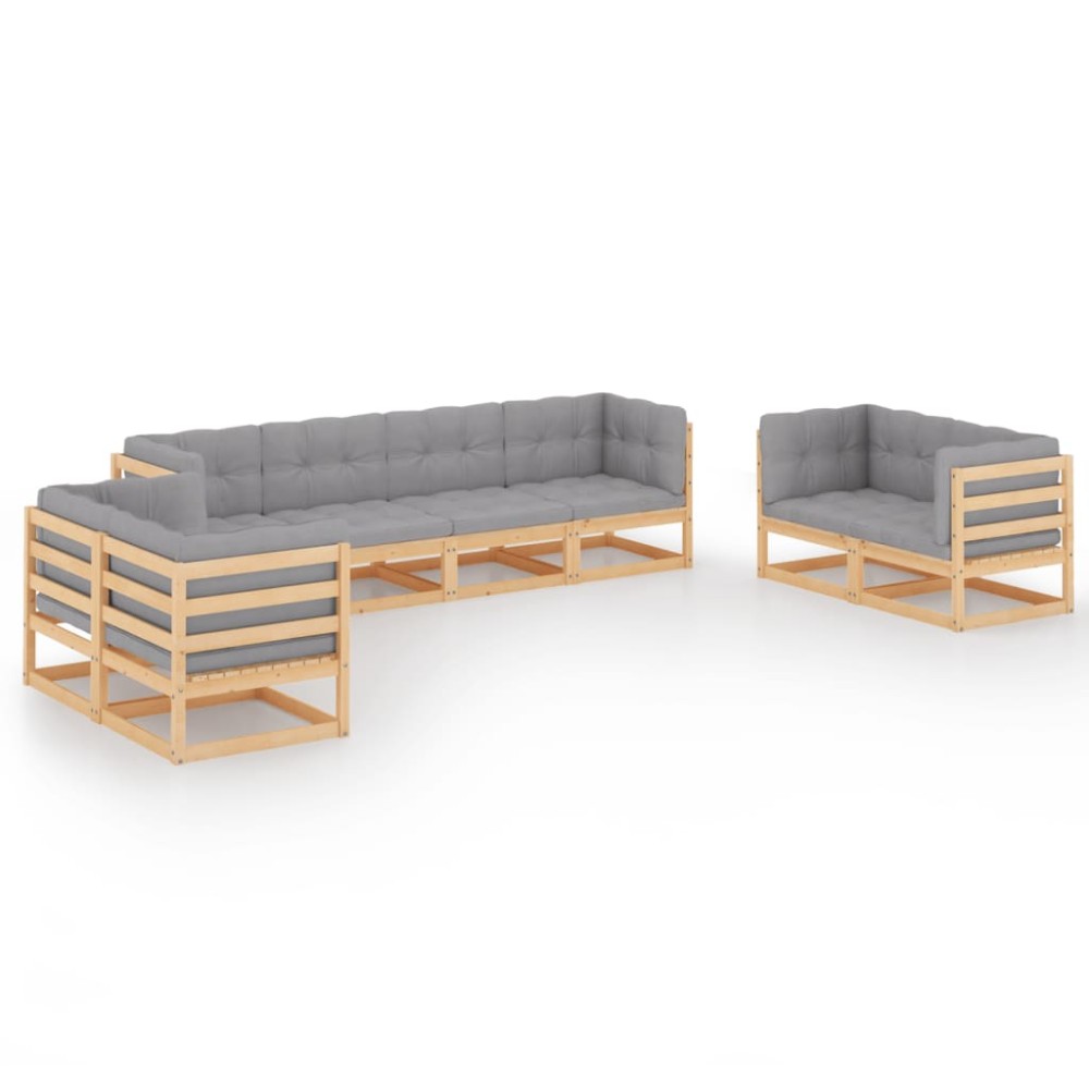 vidaXL Set mobilier de grădină cu perne, 8 piese, lemn masiv de pin