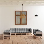 vidaXL Set mobilier de grădină cu perne, 8 piese, lemn masiv de pin vidaXL Set mobilier de grădină cu perne, 8 piese, lemn masiv de pin